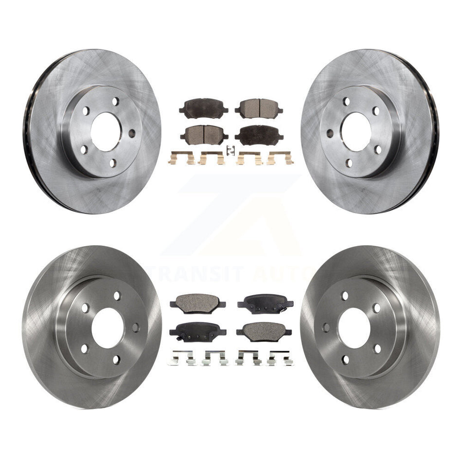 Front Rear Disc Brake Rotors And Ceramic Pads Kit For 2007-2010 Pontiac G5 With Drum Brakes 5 Lug Wheels K8T-100837
