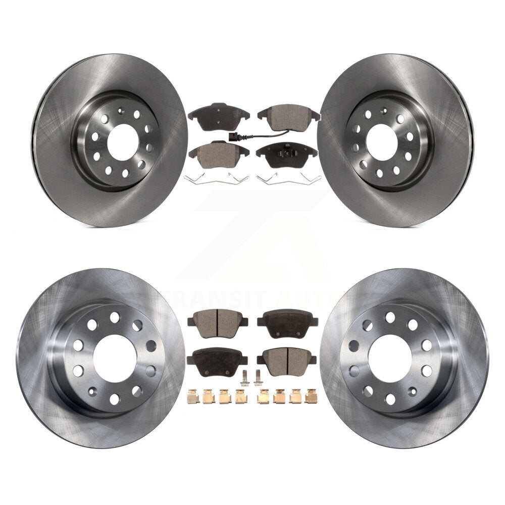 Front Rear Disc Brake Rotors And Ceramic Pads Kit For 2017-2018 Volkswagen Jetta 2.0L K8T-101323