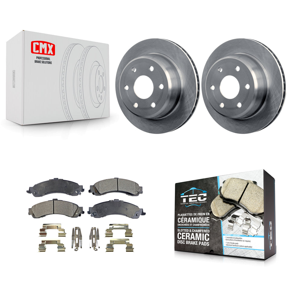 Rear Disc Brake Rotors And Ceramic Pads Kit For Chevrolet Silverado 1500 GMC Tahoe Sierra Suburban Yukon Avalanche XL Cadillac Escalade ESV EXT K8T-101635