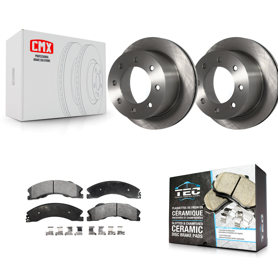 Rear Disc Brake Rotors And Ceramic Pads Kit For 2011-2019 Chevrolet Silverado 3500 HD GMC Sierra With Dual Wheels K8T-101691
