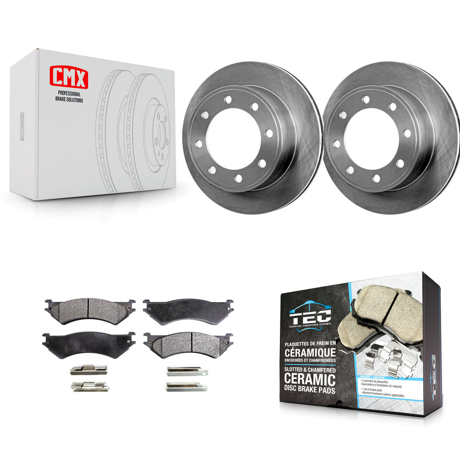 Rear Disc Brake Rotors And Ceramic Pads Kit For Ford E-350 Super Duty E-250 Econoline Club Wagon E-150 K8T-101705