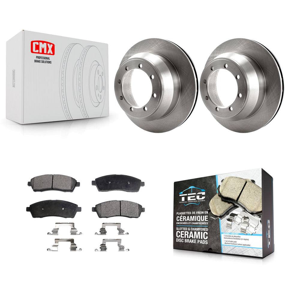 Rear Disc Brake Rotors And Ceramic Pads Kit For 1999-2004 Ford F-350 Super Duty With Dual Wheels K8T-101708