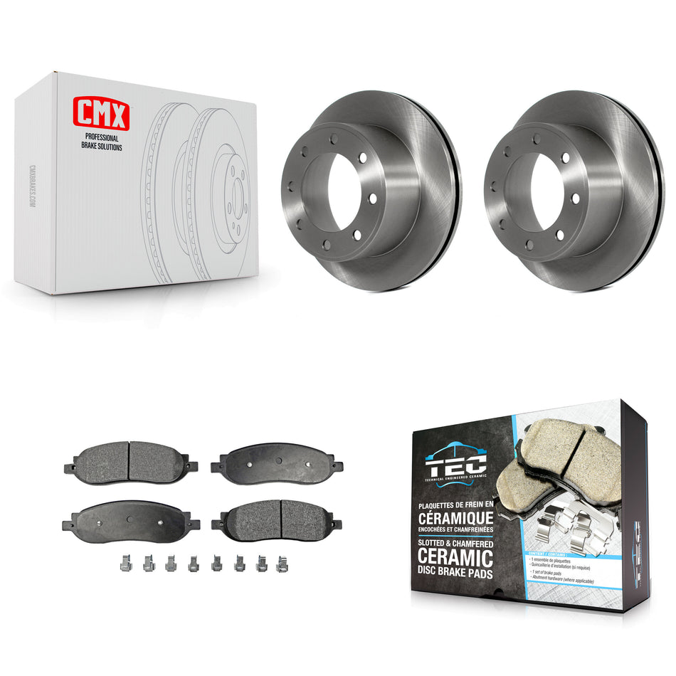 Rear Disc Brake Rotors And Ceramic Pads Kit For 2005-2007 Ford F-250 Super Duty F-350 K8T-101736