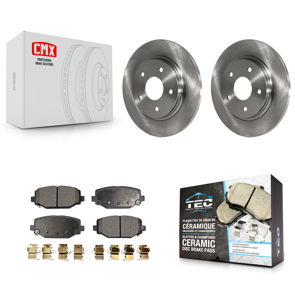 Rear Disc Brake Rotors And Ceramic Pads Kit For 2017-2018 Dodge Grand Caravan With Single Piston Front Caliper K8T-101795