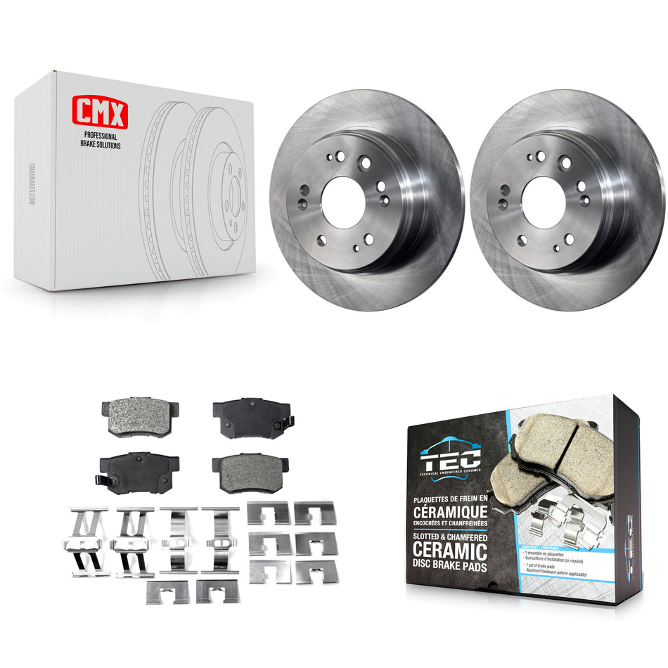 Rear Disc Brake Rotors And Ceramic Pads Kit For 2002-2004 Honda CR-V K8T-101869
