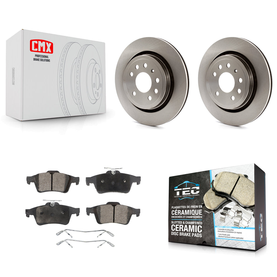 Rear Disc Brake Rotors And Ceramic Pads Kit For Saab 9-3 9-3X With Vented Rotor K8T-101921