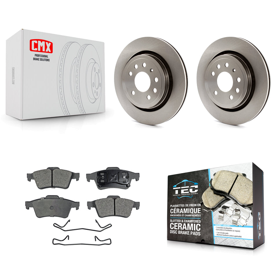 Rear Disc Brake Rotors And Ceramic Pads Kit For 2003 Saab 9-3 Sedan With Vented Rotor K8T-101922