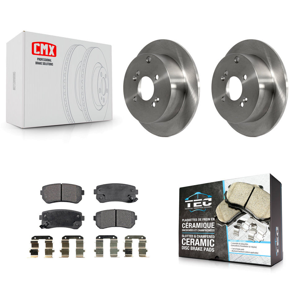 Rear Disc Brake Rotors And Ceramic Pads Kit For 2006-2010 Hyundai Accent Kia Rio Rio5 K8T-101946