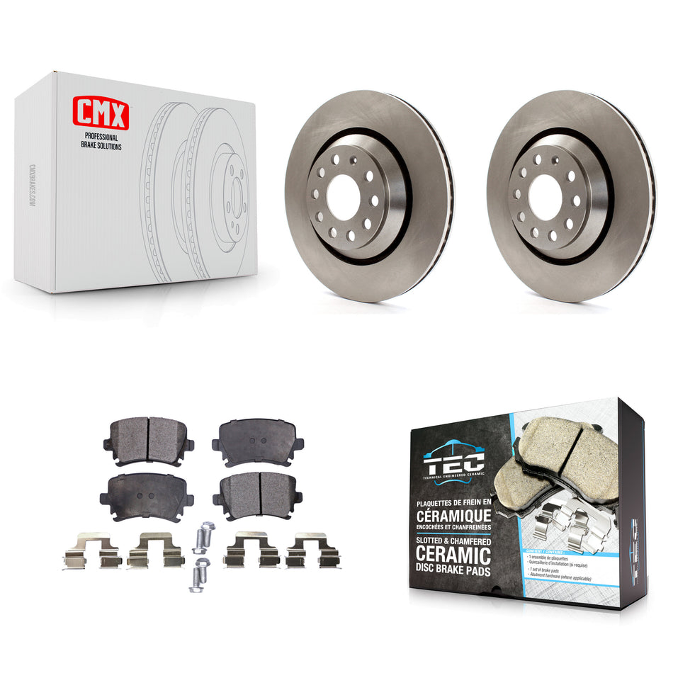 Rear Disc Brake Rotors And Ceramic Pads Kit For Volkswagen CC Passat GTI Golf R R32 Audi TTS Quattro K8T-101989