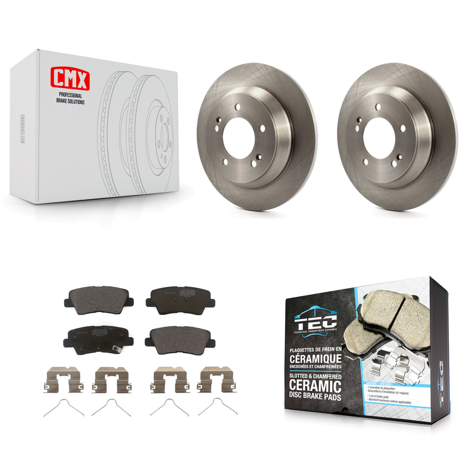 Rear Disc Brake Rotors And Ceramic Pads Kit For 2014-2017 Kia Rondo With Manual Parking K8T-102111