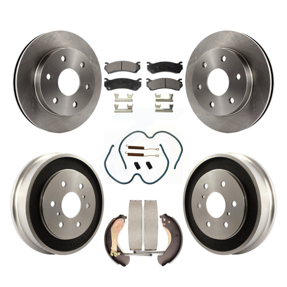 Front Rear Disc Brake Rotors Ceramic Pads And Drum Kit (7Pc) For Chevrolet Silverado 1500 GMC Sierra Classic K8T-102355