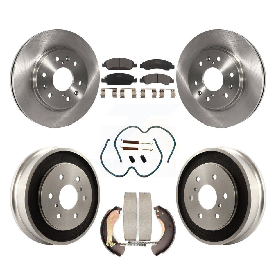 Front Rear Disc Brake Rotors Ceramic Pads And Drum Kit (7Pc) For Chevrolet Silverado 1500 GMC Sierra Classic K8T-102364