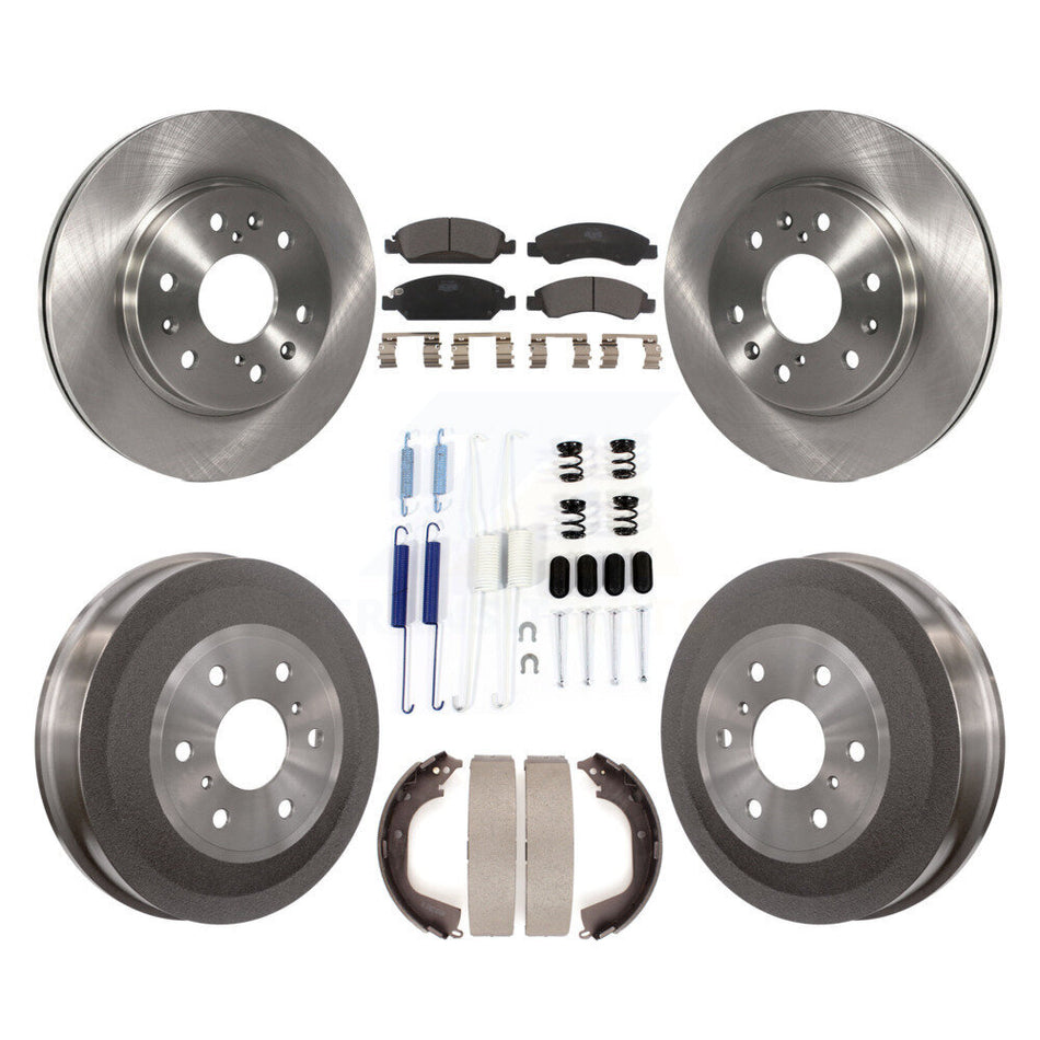 Front Rear Disc Brake Rotors Ceramic Pads And Drum Kit (7Pc) For Chevrolet Silverado 1500 GMC Sierra K8T-102365