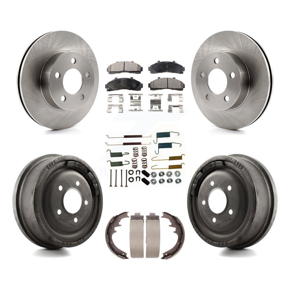 Front Rear Disc Brake Rotors Ceramic Pads And Drum Kit (7Pc) For Ford Ranger Mazda B3000 B4000 With 10" Diameter 4WD K8T-102382
