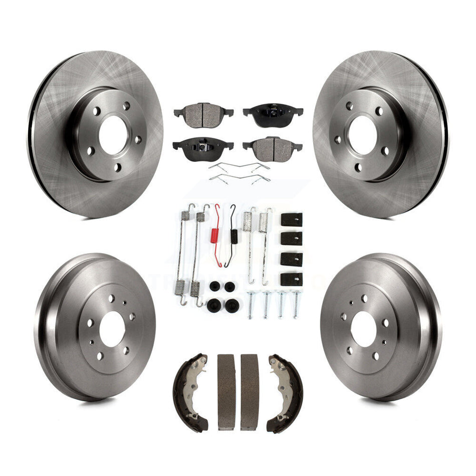 Front Rear Disc Brake Rotors Ceramic Pads And Drum Kit (7Pc) For Ford Focus FMSI=1004 K8T-102397