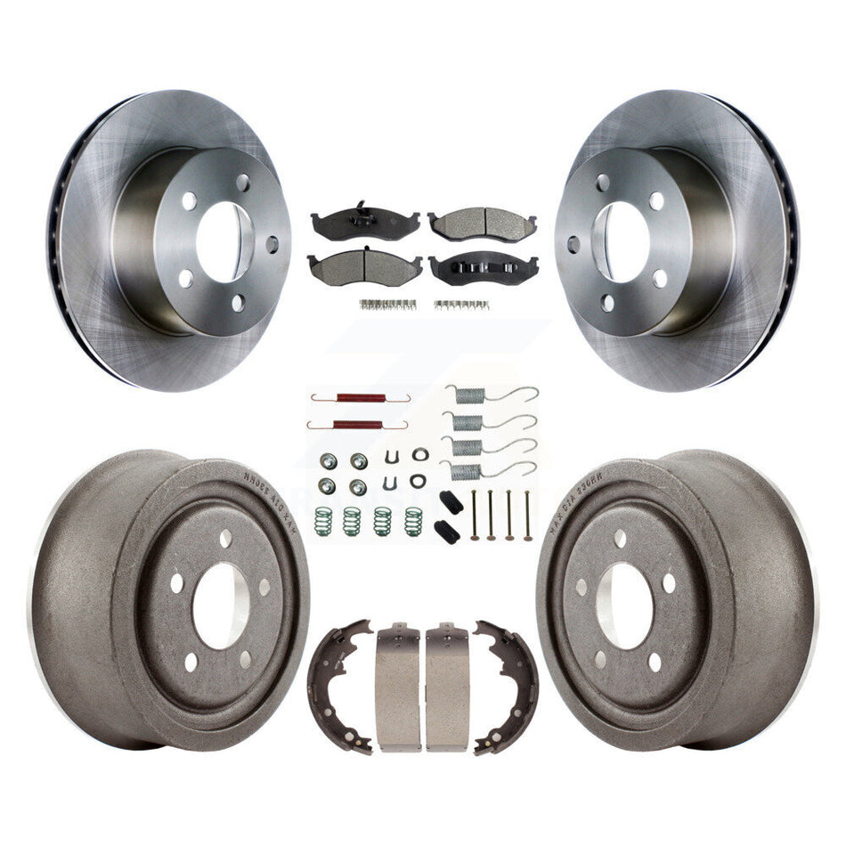 Front Rear Disc Brake Rotors Ceramic Pads And Drum Kit (7Pc) For Jeep Wrangler Cherokee K8T-102399