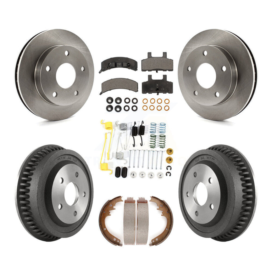 Front Rear Disc Brake Rotors Ceramic Pads And Drum Kit (7Pc) For 1994-1999 Dodge Ram 1500 4WD K8T-102400