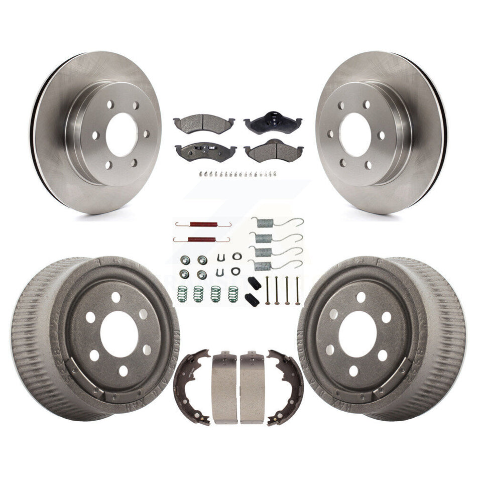 Front Rear Disc Brake Rotors Ceramic Pads And Drum Kit (7Pc) For 2000-2002 Dodge Dakota With 9" Diameter K8T-102405