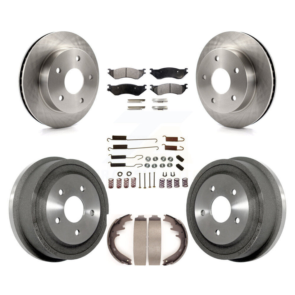 Front Rear Disc Brake Rotors Ceramic Pads And Drum Kit (7Pc) For 2000-2001 Dodge Ram 1500 4WD K8T-102408