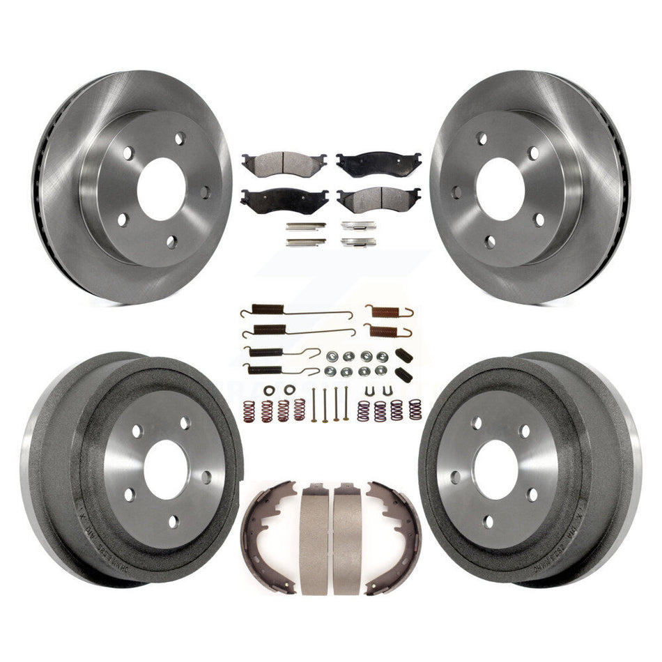 Front Rear Disc Brake Rotors Ceramic Pads And Drum Kit (7Pc) For 2000-2001 Dodge Ram 1500 RWD K8T-102409