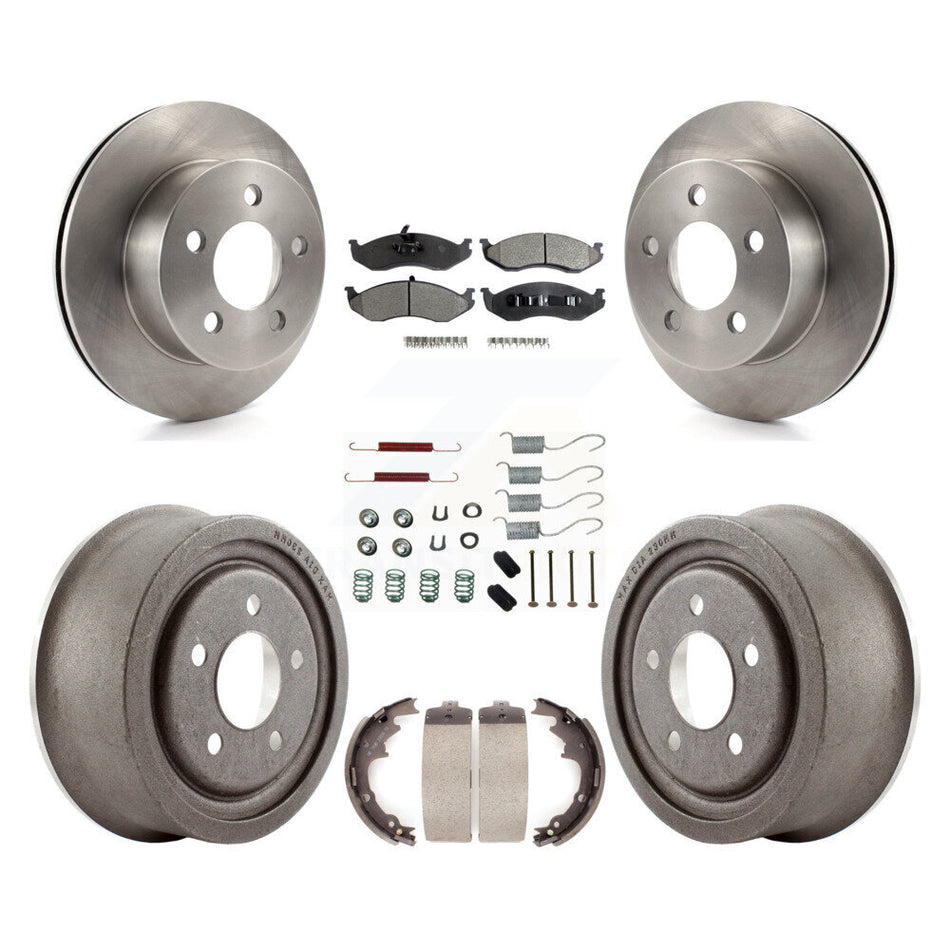 Front Rear Disc Brake Rotors Ceramic Pads And Drum Kit (7Pc) For Jeep Wrangler TJ K8T-102411