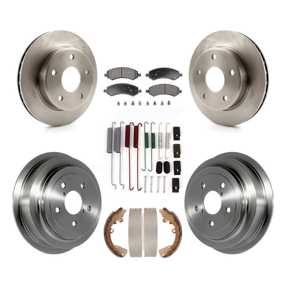 Front Rear Disc Brake Rotors Ceramic Pads And Drum Kit (7Pc) For Dakota Dodge Ram Mitsubishi Raider K8T-102418