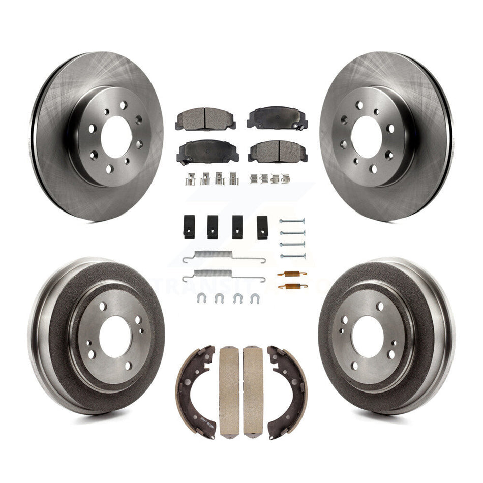 Front Rear Disc Brake Rotors Ceramic Pads And Drum Kit (7Pc) For 1997 Honda Civic LX with 4-Wheel ABS K8T-102429