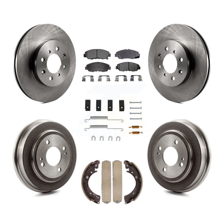 Front Rear Disc Brake Rotors Ceramic Pads And Drum Kit (7Pc) For Honda Civic Acura EL K8T-102430
