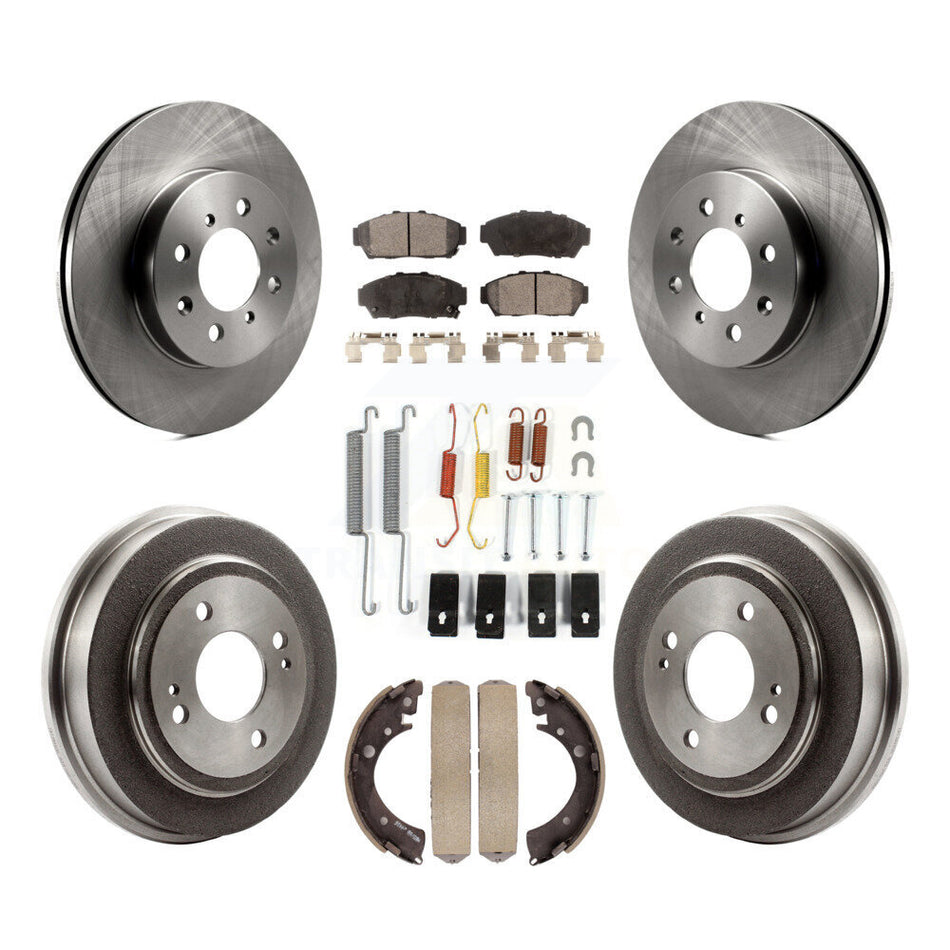 Front Rear Disc Brake Rotors Ceramic Pads And Drum Kit (7Pc) For Honda Civic K8T-102431
