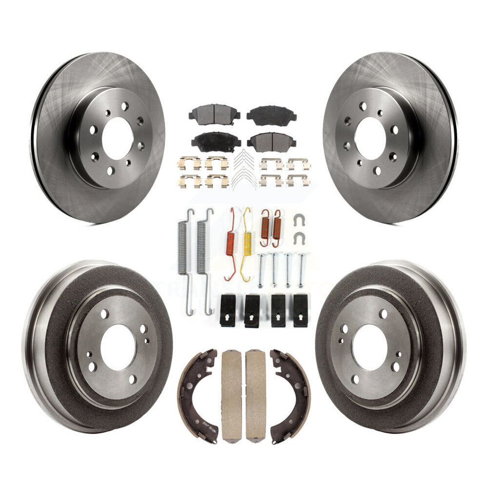 Front Rear Disc Brake Rotors Ceramic Pads And Drum Kit (7Pc) For 2007-2008 Honda Fit K8T-102432