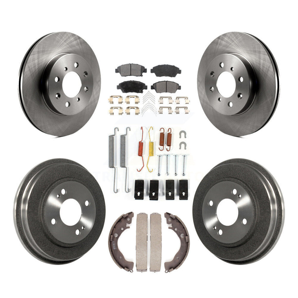 Front Rear Disc Brake Rotors Ceramic Pads And Drum Kit (7Pc) For Honda Fit K8T-102435