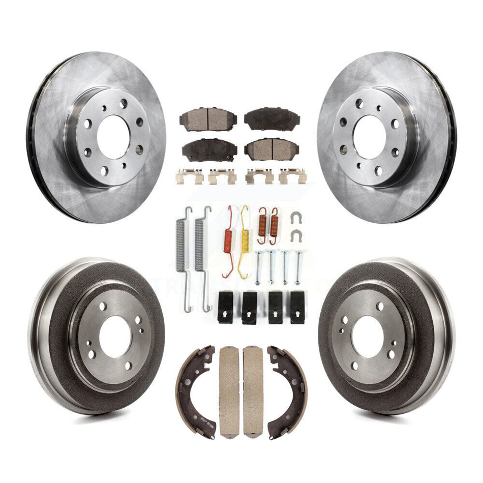 Front Rear Disc Brake Rotors Ceramic Pads And Drum Kit (7Pc) For 1994-1995 Honda Civic EX with Sedan Automatic transmission Non-ABS K8T-102440