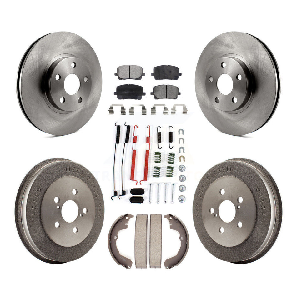 Front Rear Disc Brake Rotors Ceramic Pads And Drum Kit (7Pc) For Toyota Matrix Pontiac Vibe K8T-102472