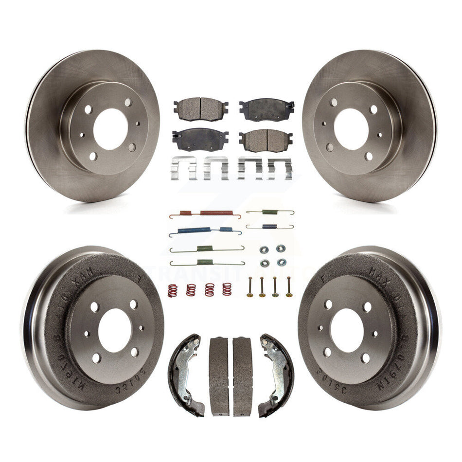 Front Rear Disc Brake Rotors Ceramic Pads And Drum Kit (7Pc) For 2006 Hyundai Accent Hatchback To 09 30 05 K8T-102493