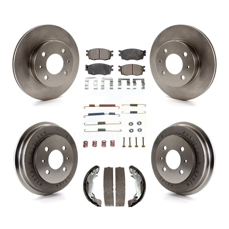 Front Rear Disc Brake Rotors Ceramic Pads And Drum Kit (7Pc) For 2006 Hyundai Accent Hatchback To 09 30 05 K8T-102493
