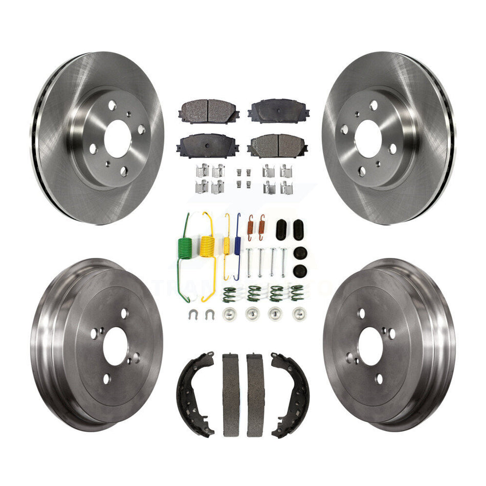 Front Rear Disc Brake Rotors Ceramic Pads And Drum Kit (7Pc) For Toyota Yaris K8T-102502