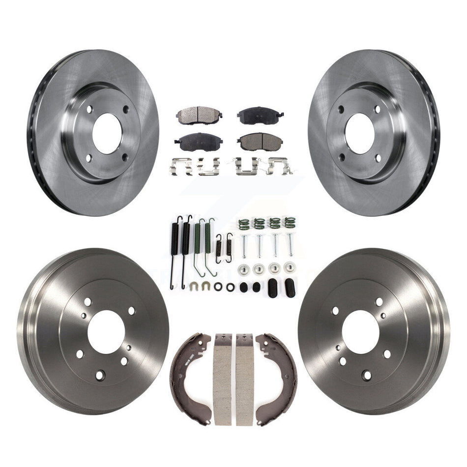 Front Rear Disc Brake Rotors Ceramic Pads And Drum Kit (7Pc) For Nissan Sentra Versa Cube K8T-102505