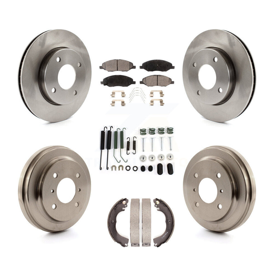 Front Rear Disc Brake Rotors Ceramic Pads And Drum Kit (7Pc) For 2009-2011 Nissan Versa 1.6L K8T-102507