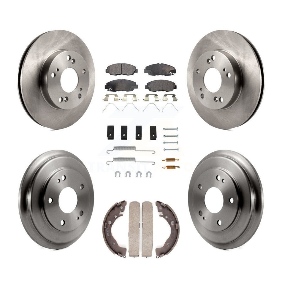 Front Rear Disc Brake Rotors Ceramic Pads And Drum Kit (7Pc) For Honda Civic K8T-102511