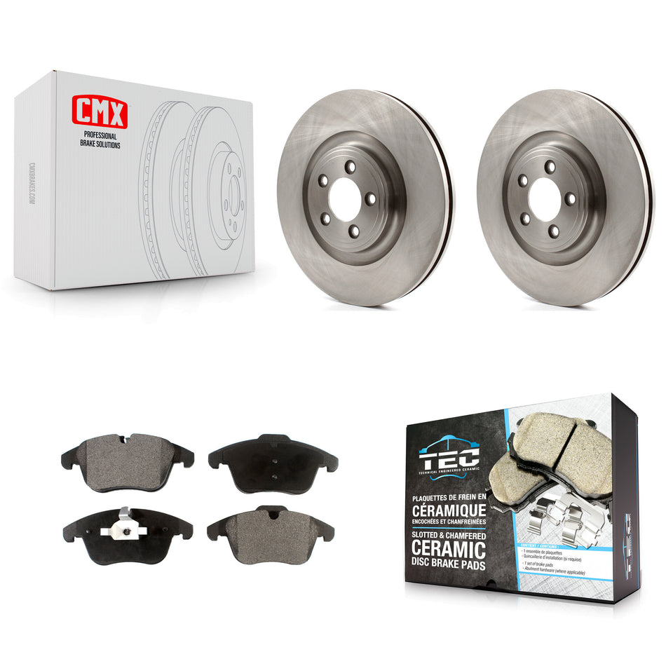 Front Disc Brake Rotor Ceramic Pad Kit For 2010 Jaguar XF With 354mm Diameter K8T-102517