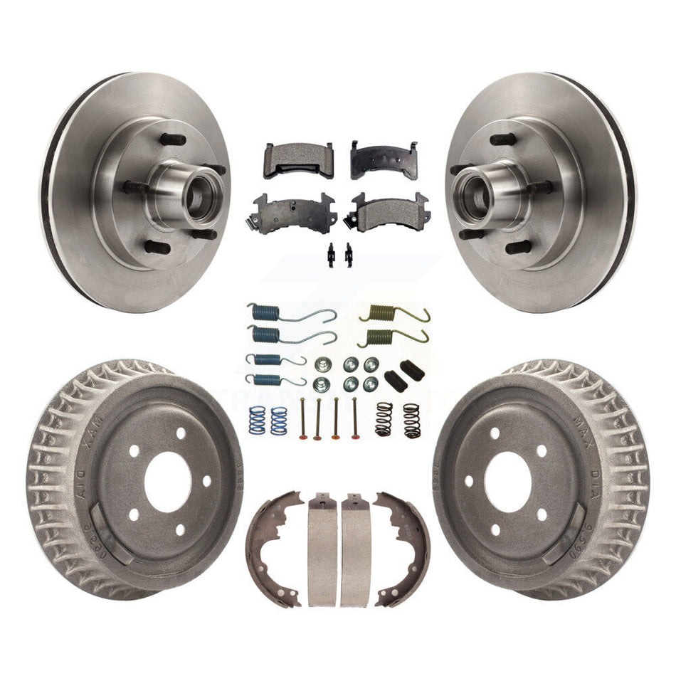 Front Rear Disc Brake Rotors Hub Assembly Ceramic Pads And Drum Kit (7Pc) For Chevrolet S10 GMC Sonoma Jimmy Blazer K8T-102531