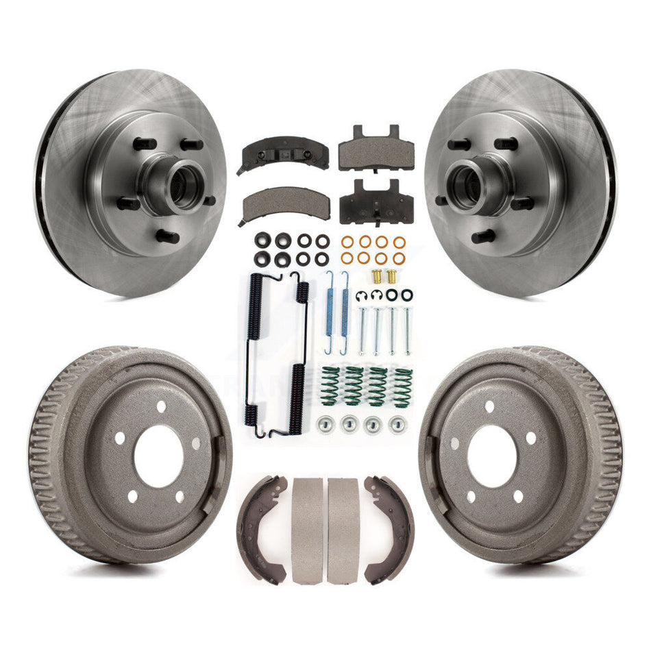 Front Rear Disc Brake Rotors Hub Assembly Ceramic Pads And Drum Kit (7Pc) For GMC Yukon K8T-102534
