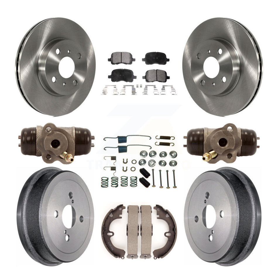 Front Rear Disc Brake Rotors Ceramic Pads And Drum Kit (9Pc) For Toyota Corolla Non-ABS K8T-102601