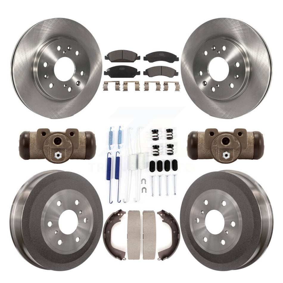 Front Rear Disc Brake Rotors Ceramic Pads And Drum Kit (9Pc) For Chevrolet Silverado 1500 GMC Sierra With 6400 Lb GVW K8T-102648