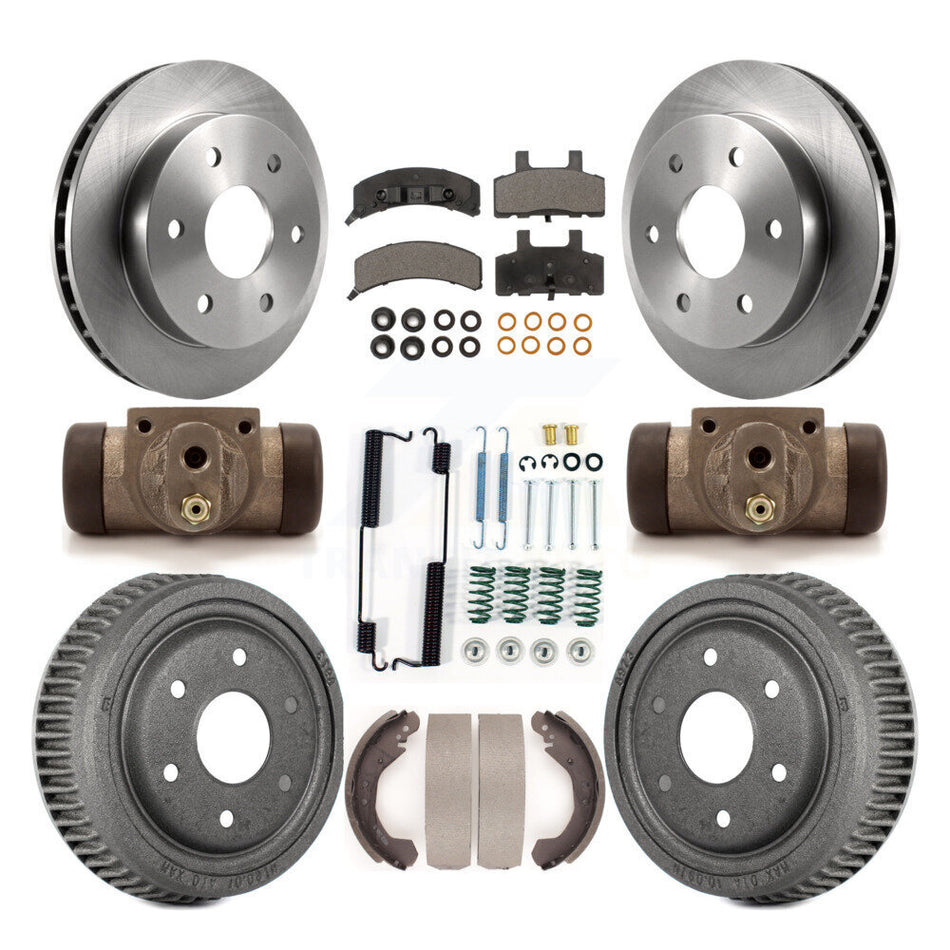 Front Rear Disc Brake Rotors Ceramic Pads And Drum Kit (9Pc) For 1992-1999 Chevrolet K1500 With 10" Diameter K8T-102651