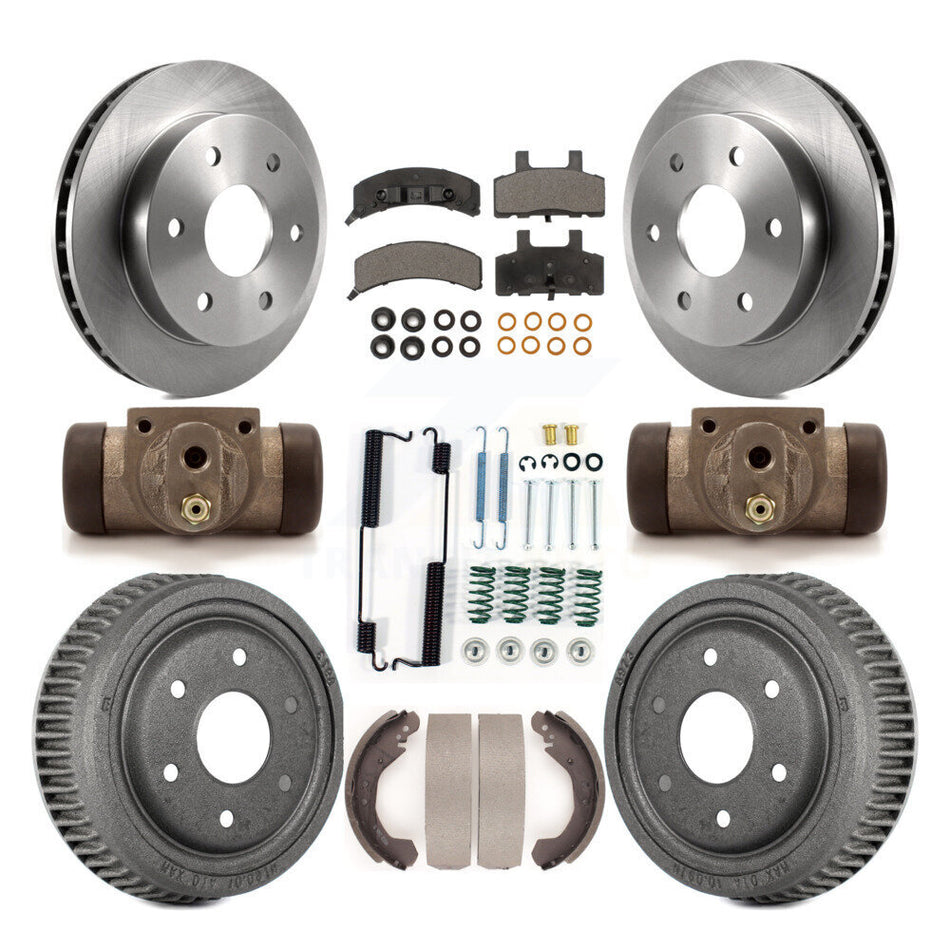 Front Rear Disc Brake Rotors Ceramic Pads And Drum Kit (9Pc) For 1992-1999 Chevrolet K1500 With 10" Diameter K8T-102651
