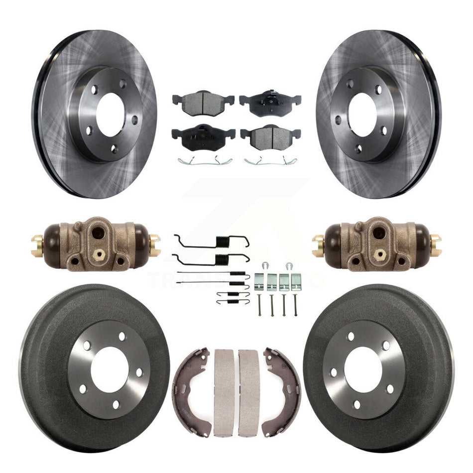 Front Rear Disc Brake Rotors Ceramic Pads And Drum Kit (9Pc) For Ford Escape Mazda Tribute Mercury Mariner K8T-102664