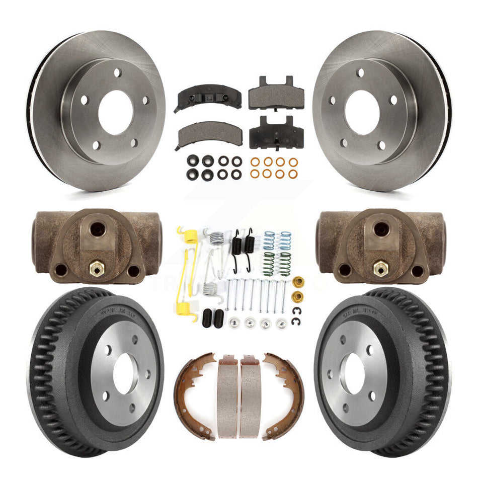 Front Rear Disc Brake Rotors Ceramic Pads And Drum Kit (9Pc) For 1994-1999 Dodge Ram 1500 4WD K8T-102672