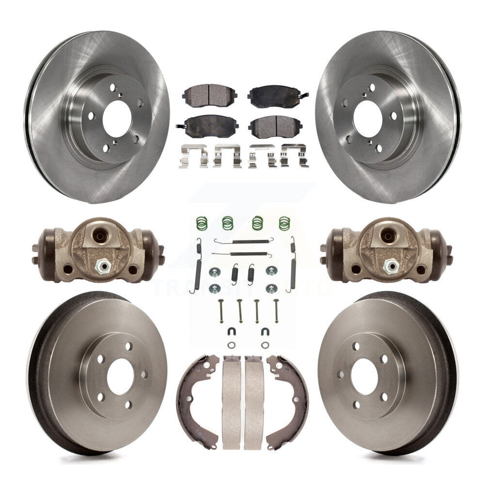 Front Rear Disc Brake Rotors Ceramic Pads And Drum Kit (9Pc) For 2002-2003 Subaru Impreza Outback RS TS K8T-102703