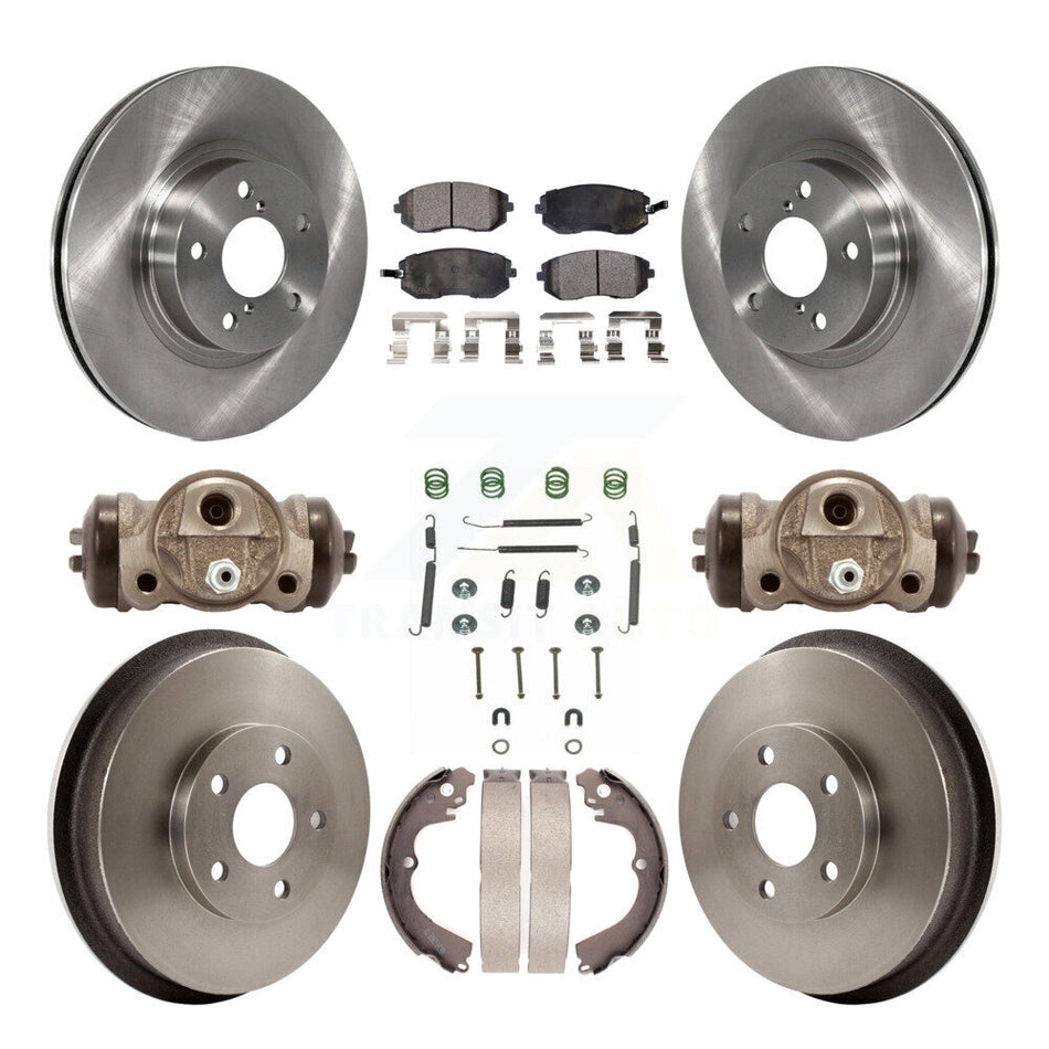 Front Rear Disc Brake Rotors Ceramic Pads And Drum Kit (9Pc) For 2002-2003 Subaru Impreza Outback RS TS K8T-102703